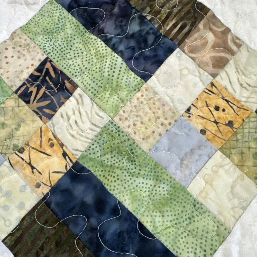 Hand Made Quilted Table Runner Topper Mat ~Multi color Batiks ~ 18 X 56